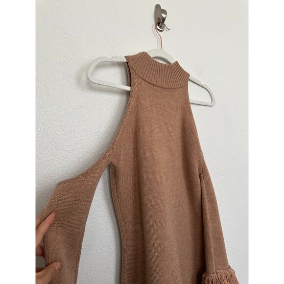 Jonathan Simkhai Loopy Yarn Fringe Cold Shoulder Sweater Merino Wool Women's S - Picture 9 of 10